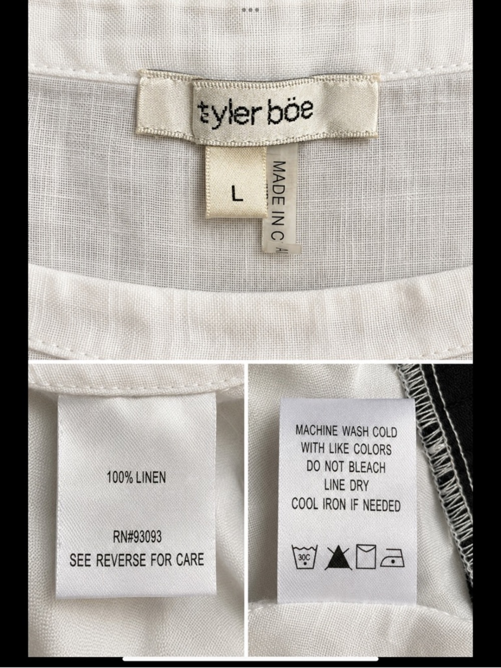 Tyler Boe 100% Linen Colorblock Tunic Blouse White Lavender Navy Size L - Picture 5 of 16